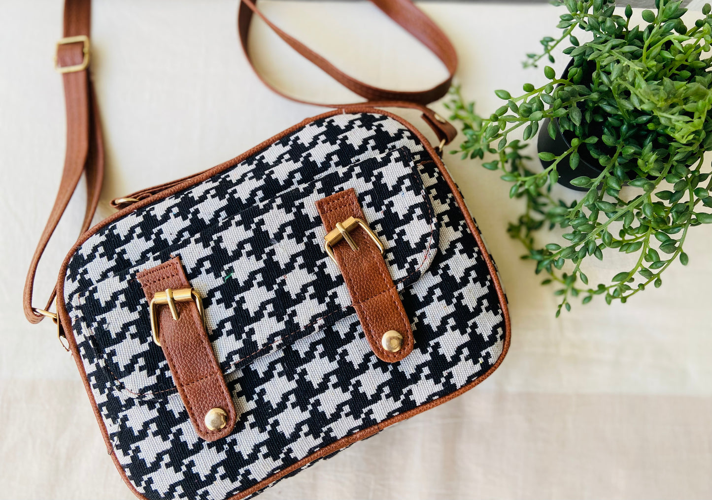Houndstooth Sling Bag