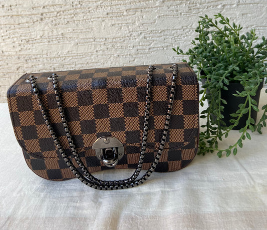 Brown Checkered Sling Bag